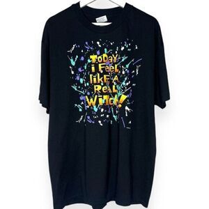 VINTAGE HANES Today I Feel Like a Real Witch Graphic‎ Tee Size XL